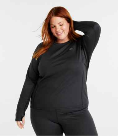 Women's Plus Size Silk Interlock Long Sleeve Crewneck Long Underwear Top