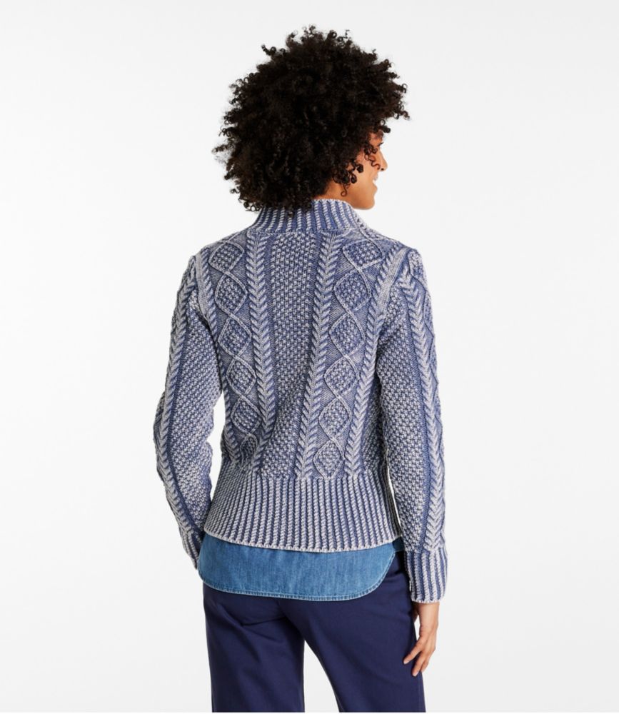 Women's Signature Cotton Fisherman Sweater, Short Cardigan Washed, , small image number 3
