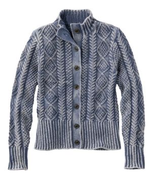 Women's Signature Cotton Fisherman Sweater, Short Cardigan Washed