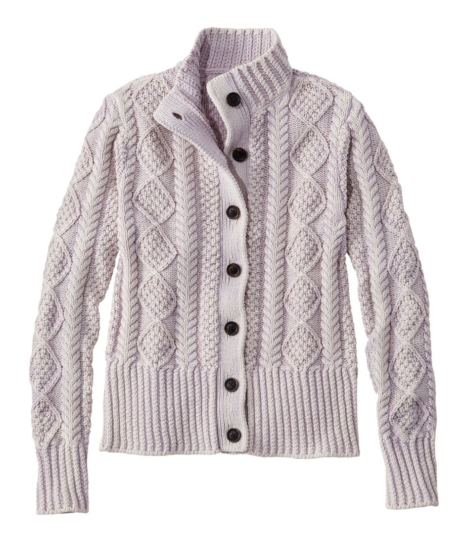 Women's Signature Cotton Fisherman Sweater, Short Cardigan Washed ...