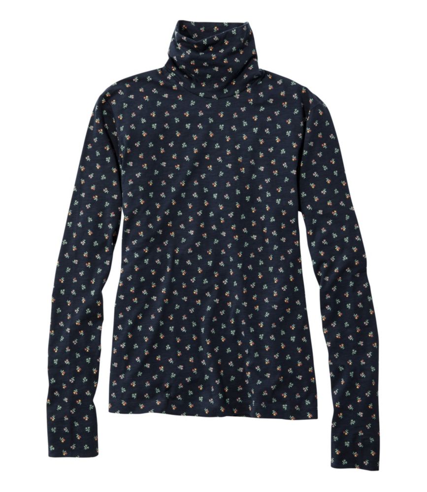 Image of Women's Signature Slub Knit Turtleneck, Pattern Blue XS