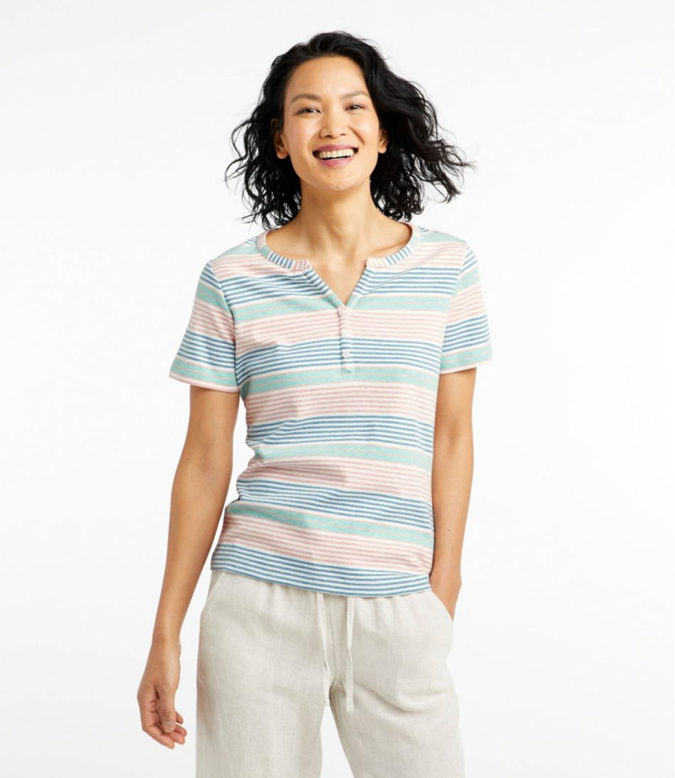 Lauren Ralph Lauren Women's Black Striped Cotton-Blend Henley T-Shirt –  COUTUREPOINT