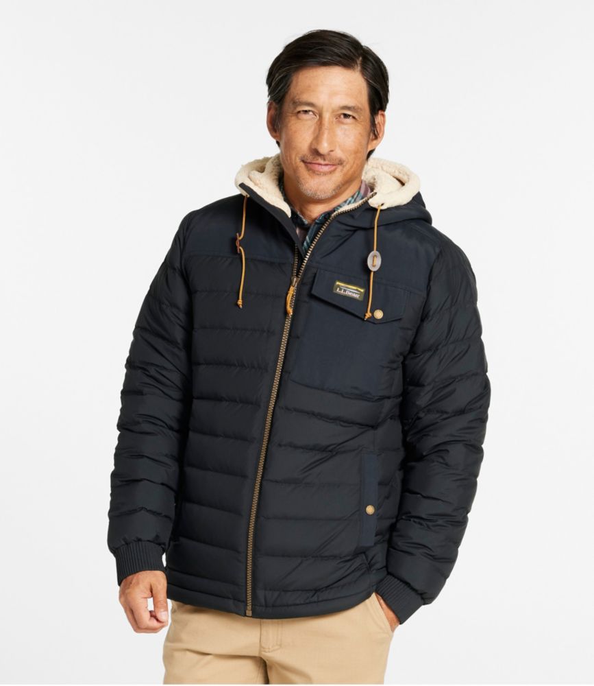 Men's Mountain Classic Down Hooded Jacket, Sherpa-Lined, Nautical Navy, small image number 2