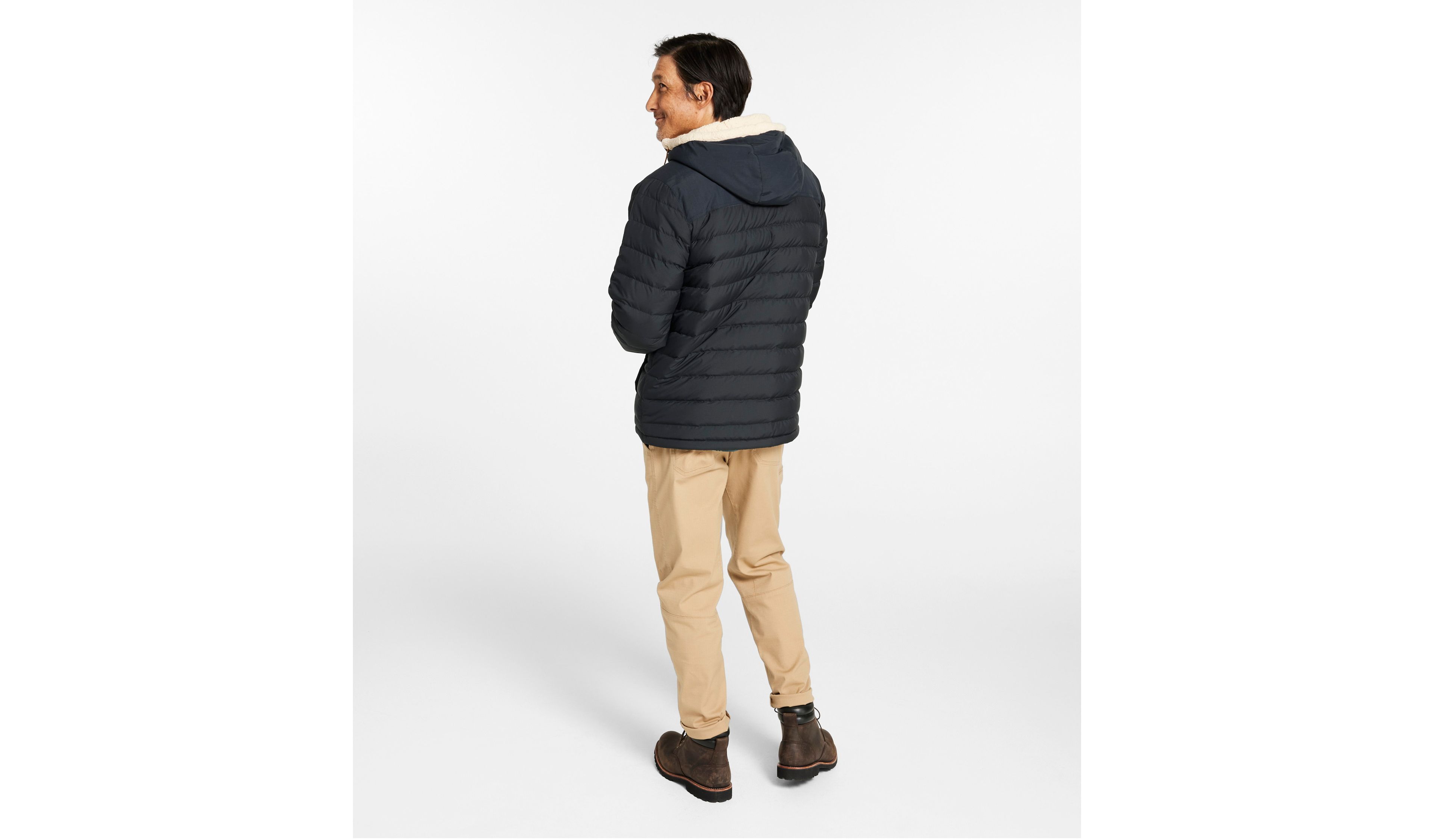 Men's Mountain Classic Down Hooded Jacket, Sherpa-Lined
