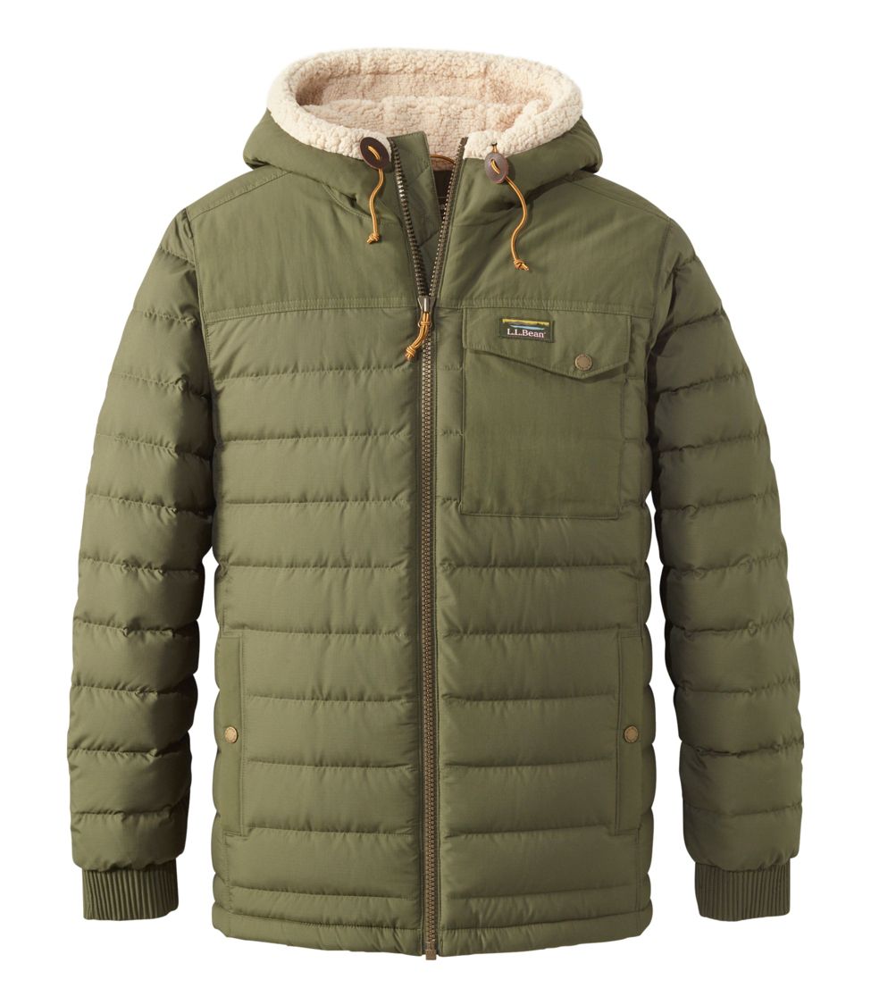 Men's Mountain Classic Down Hooded Jacket, Sherpa-Lined Kelp Green XXL, Synthetic/Nylon | L.L.Bean, Regular