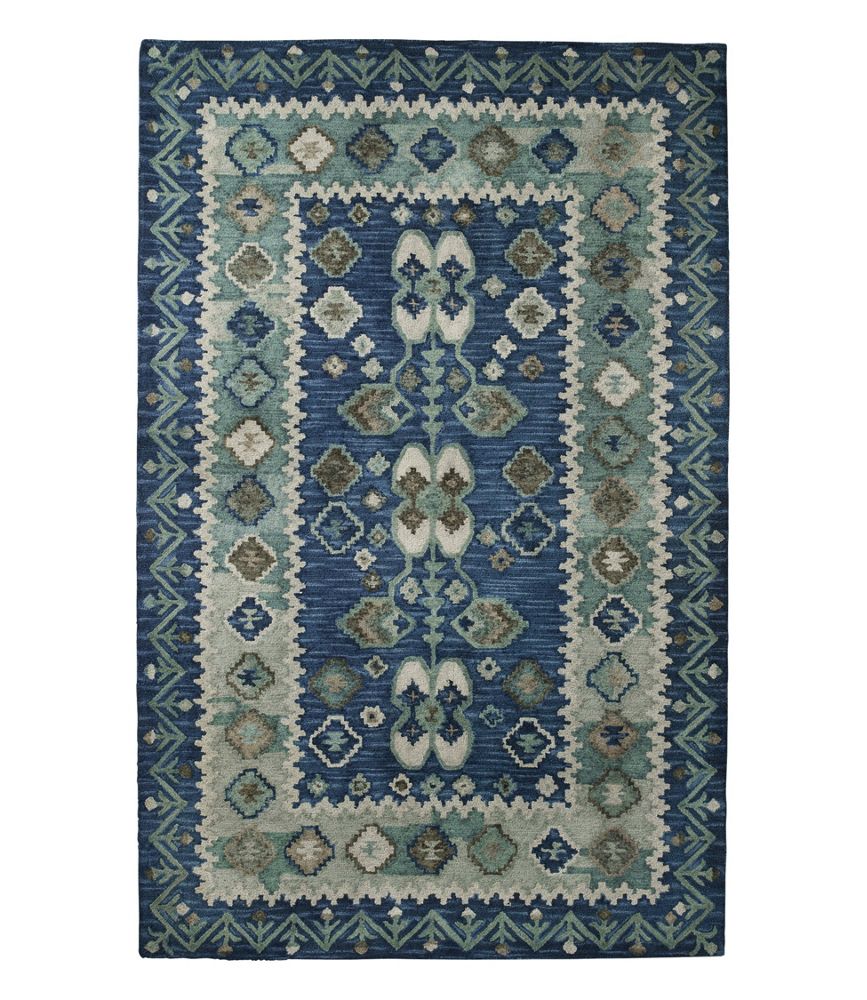 Double Border Wool Hooked Rug