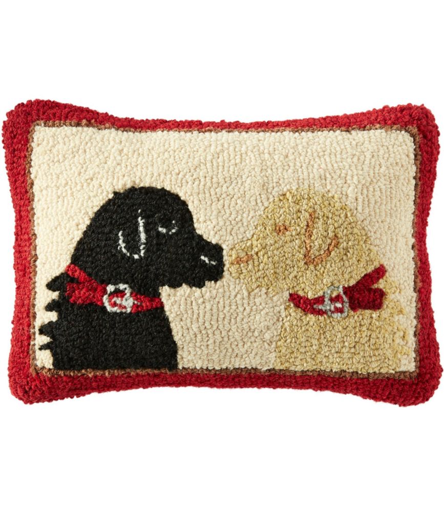 Wool Hooked Throw Pillow, Two Labs, 14" x 20" Throw Pillows at L.L.Bean