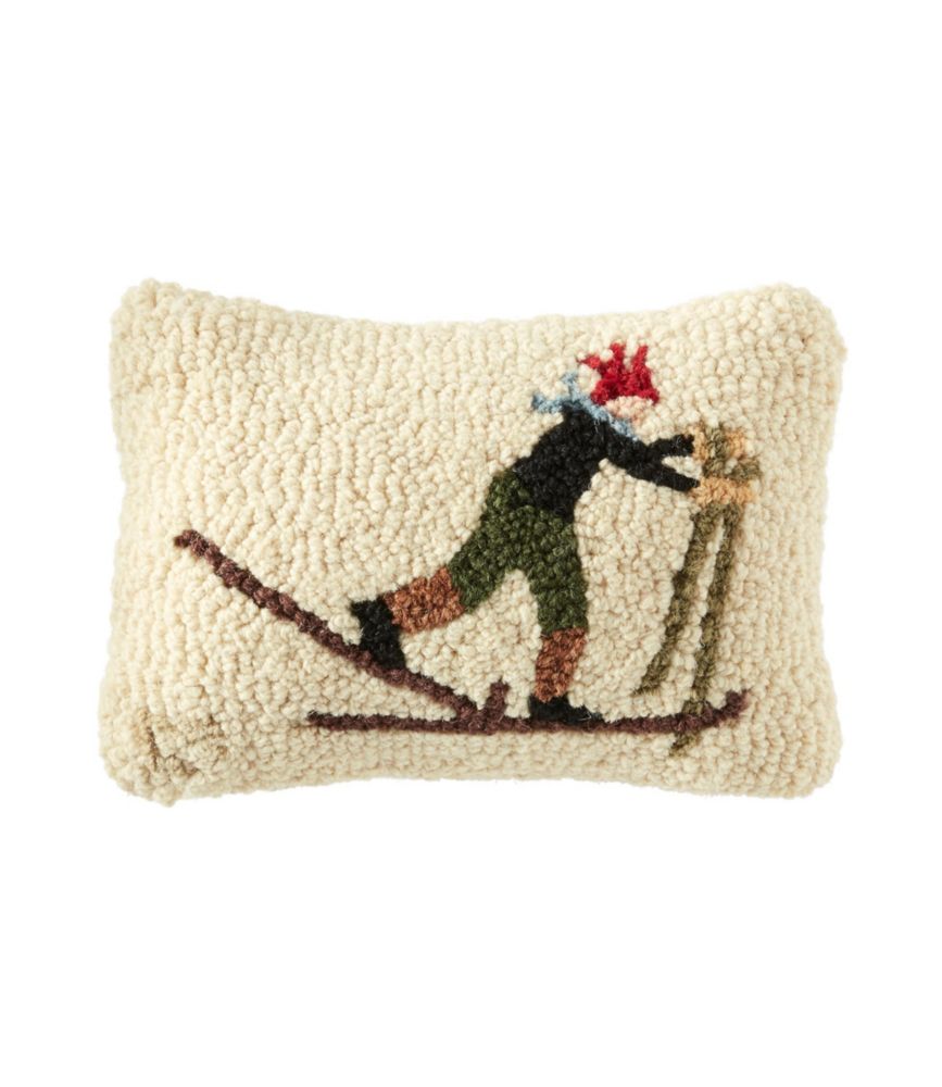 Wool Hooked Throw Pillow, Ski Racer, 8" x 12" Throw Pillows at L.L.Bean