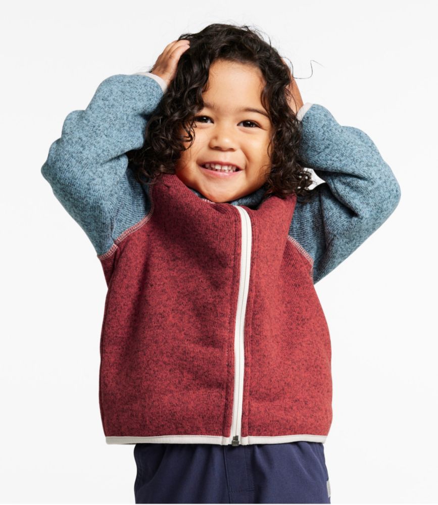 Infants' and Toddlers' L.L.Bean Sweater Fleece, Hooded Colorblock, Bright Navy/Pewter, small image number 3