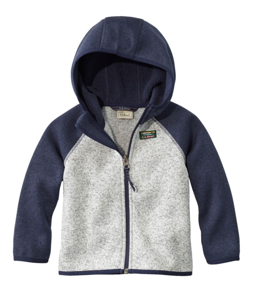 Infants' and Toddlers' L.L.Bean Sweater Fleece, Hooded Colorblock, Bright Navy/Pewter, small image number 1