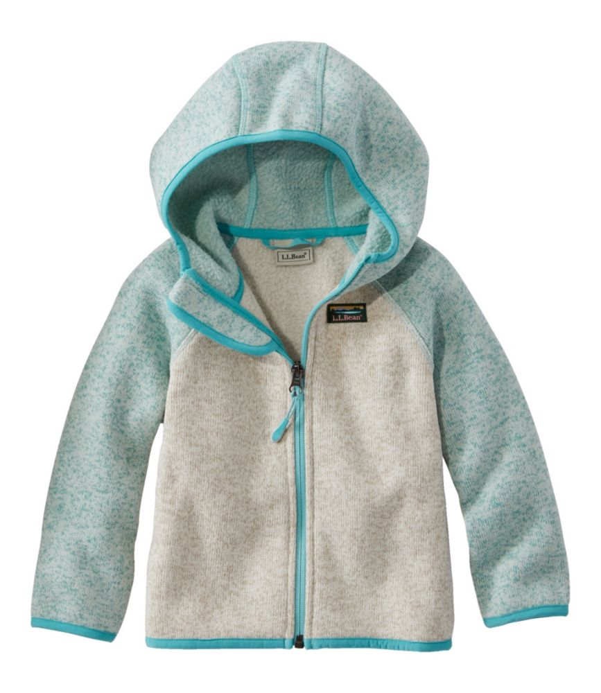 Infants' and Toddlers' L.L.Bean Sweater Fleece, Hooded Colorblock, Light Mint/Sailcloth, small image number 1