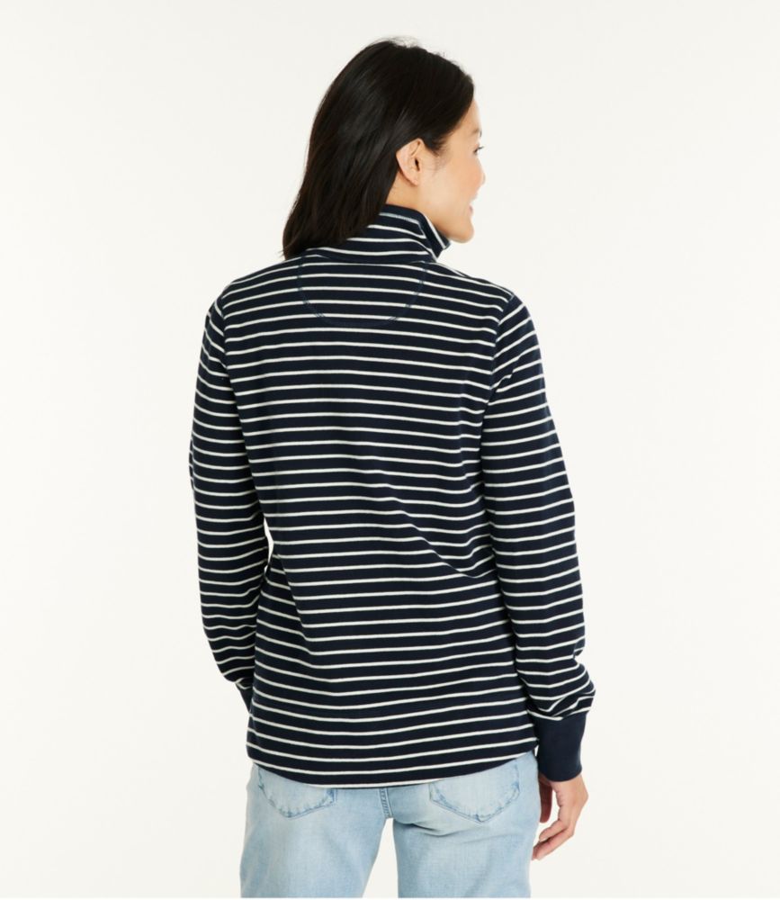 Women's Ultrasoft Sweats, Quarter-Zip Pullover Stripe, Classic Navy/Cream, small image number 3