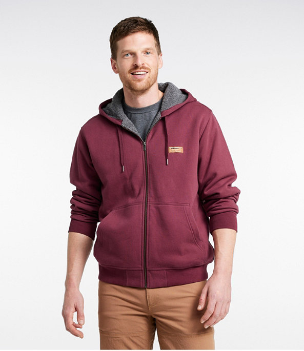 Katahdin Ironworks Sweatshirt, Fleece-Lined Hoodie, Burgundy, large image number 1