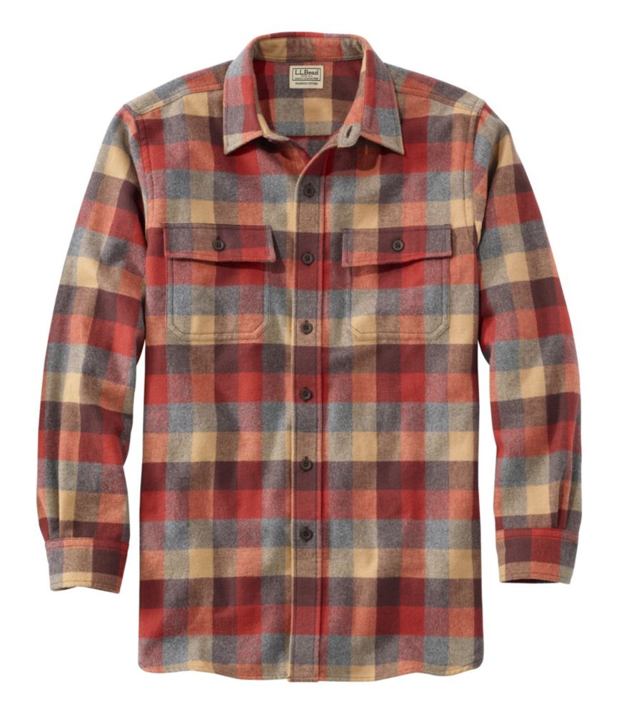 Men's Chamois Shirt, Slightly Fitted, Plaid, Apple Cinnamon, small image number 1