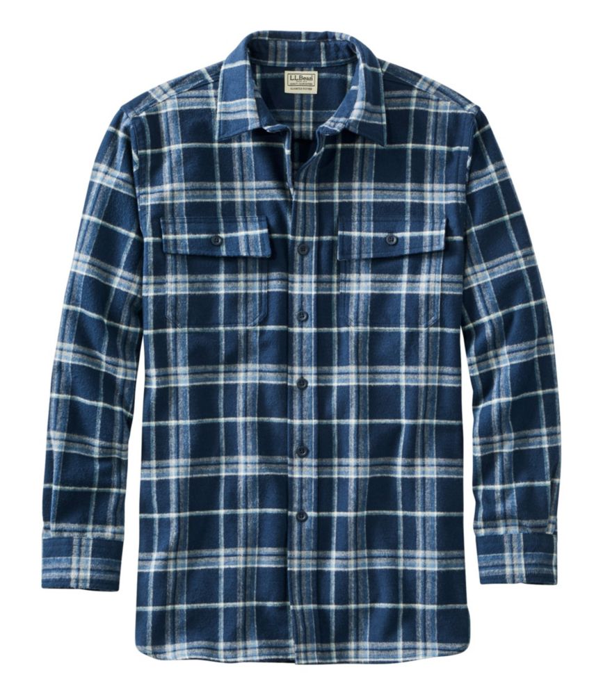 Men's Chamois Shirt, Slightly Fitted, Plaid, Iron Blue, small image number 1