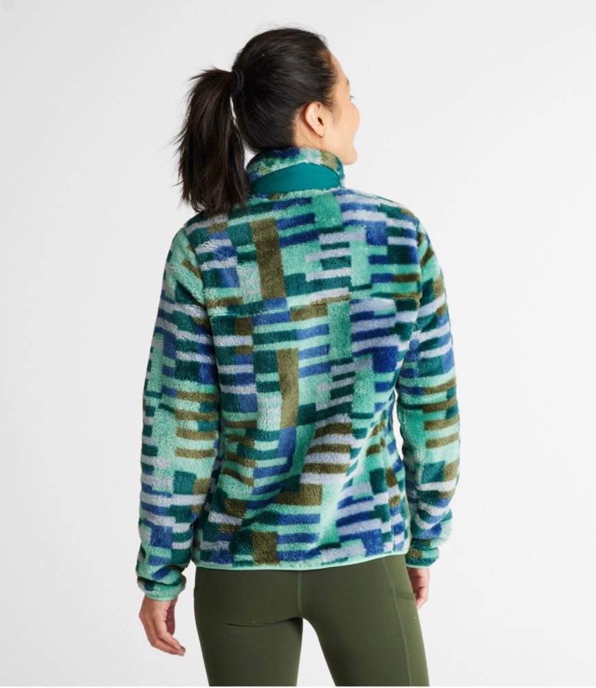 Women's L.L.Bean Hi-Pile Fleece Pullover, Print, Faded Jade Texture Geo, small image number 3