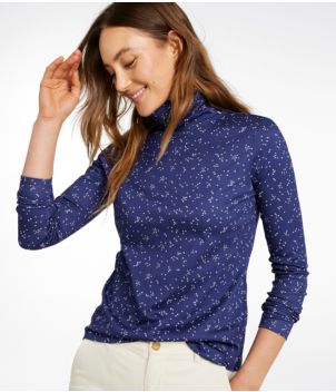 Women's Pima Cotton Turtleneck, Long-Sleeve Print