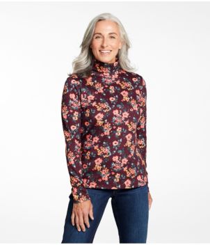 Women's Pima Cotton Turtleneck, Long-Sleeve Print