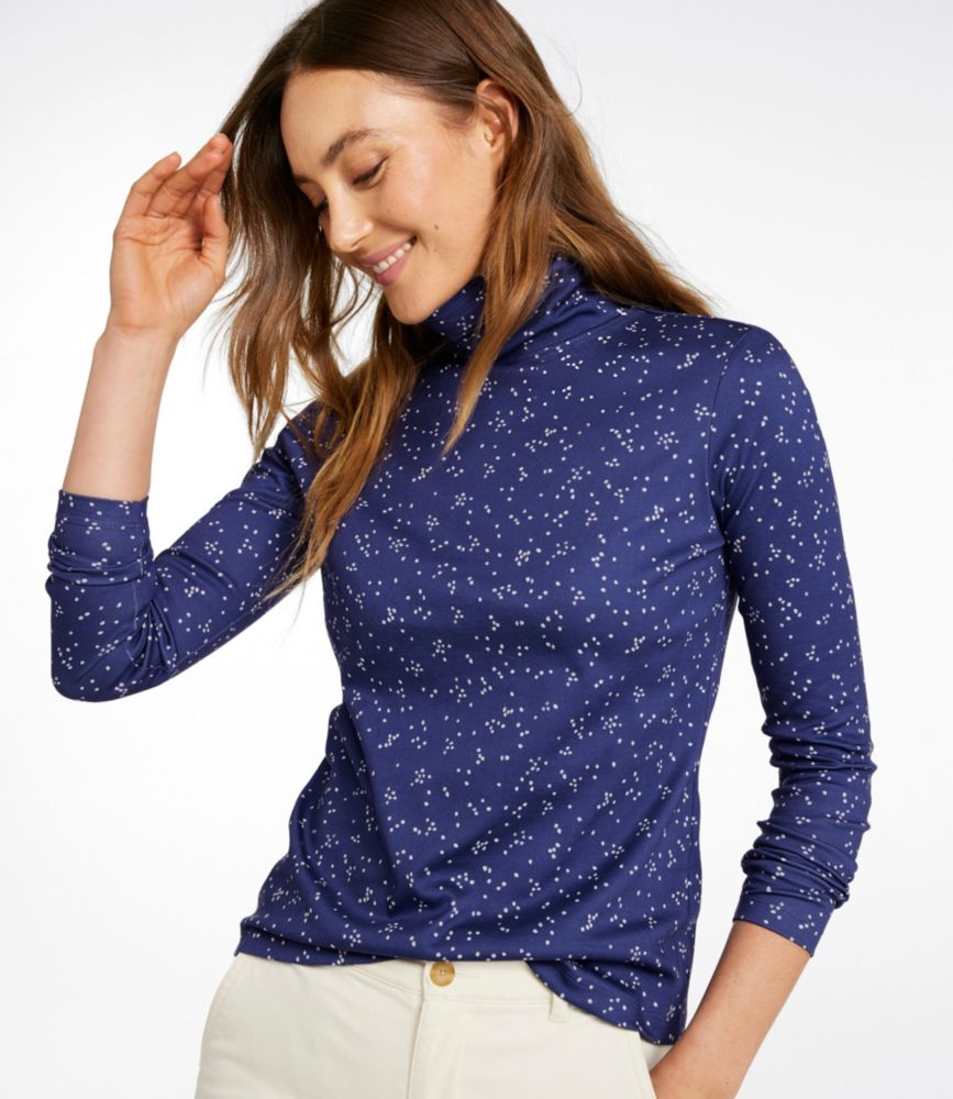 Women's Pima Cotton Turtleneck, Long-Sleeve Print