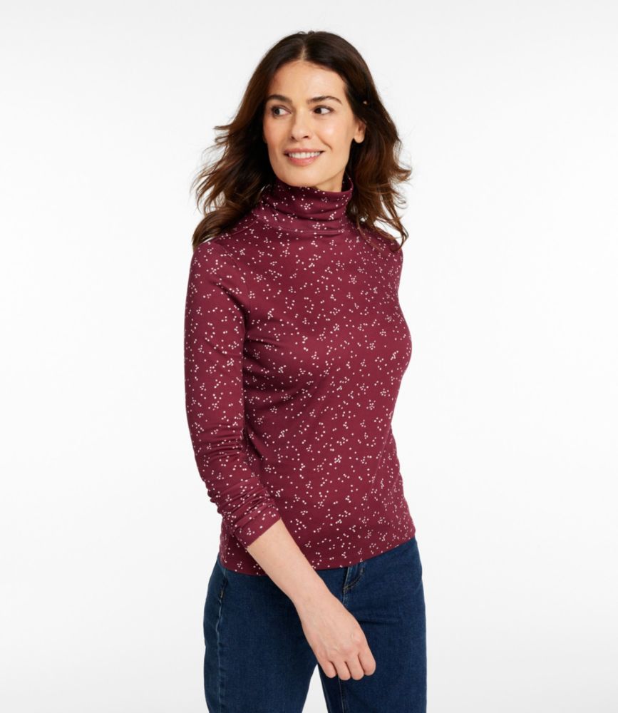 Women's Pima Cotton Turtleneck, Long-Sleeve Print