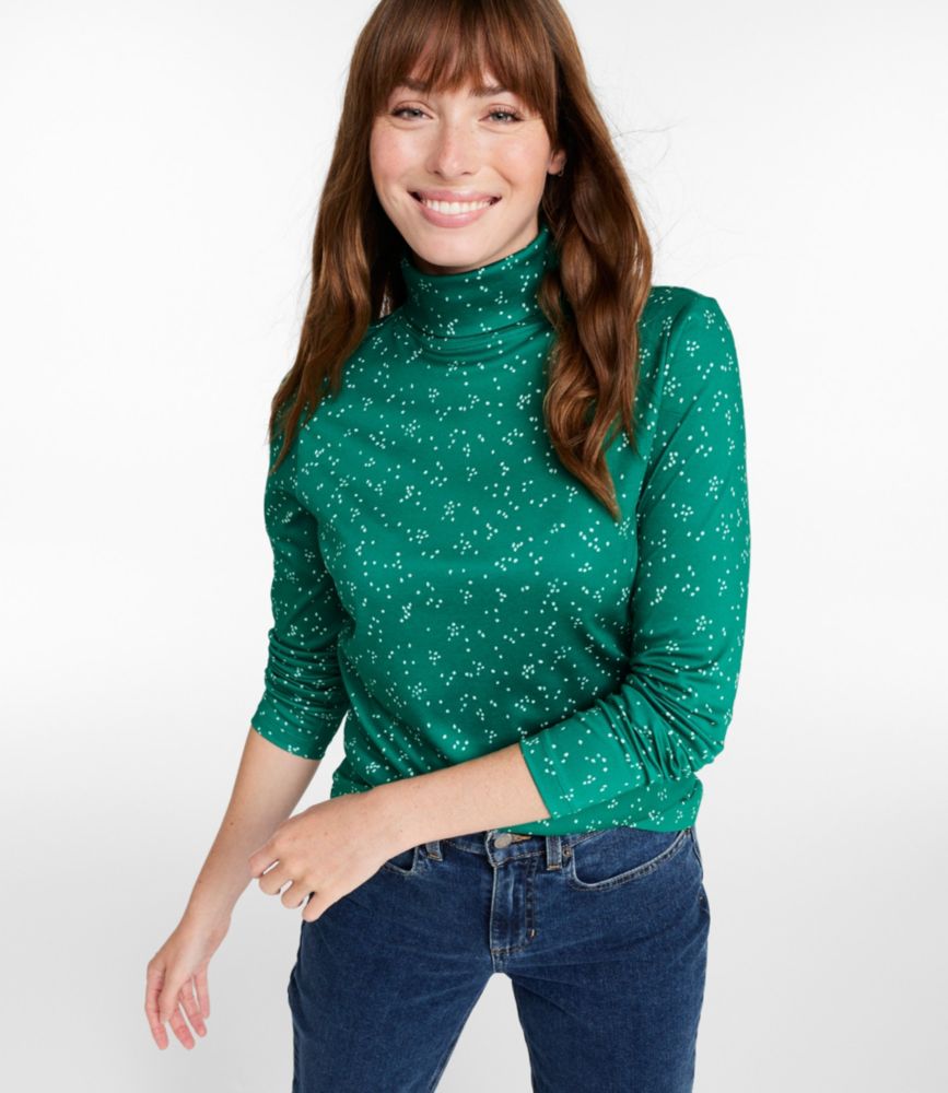 Women's Pima Cotton Turtleneck, Long-Sleeve Print