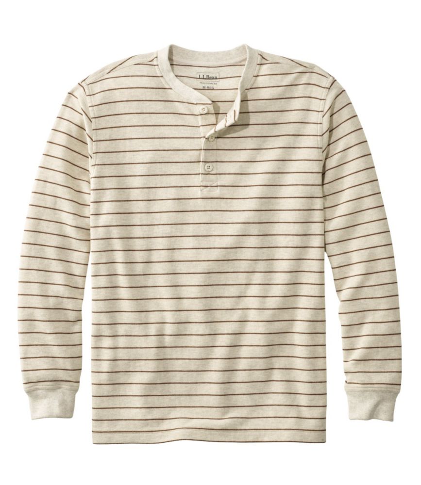 Men's Unshrinkable Mini-Waffle Henley, Traditional Fit, Stripe ...