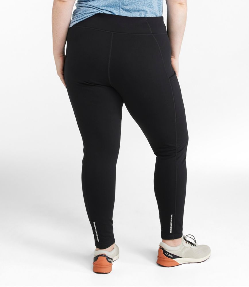 Women's PrimaLoft ThermaStretch Fleece Pocket Tights, Mid-Rise, Gray Heather Strie, small image number 3