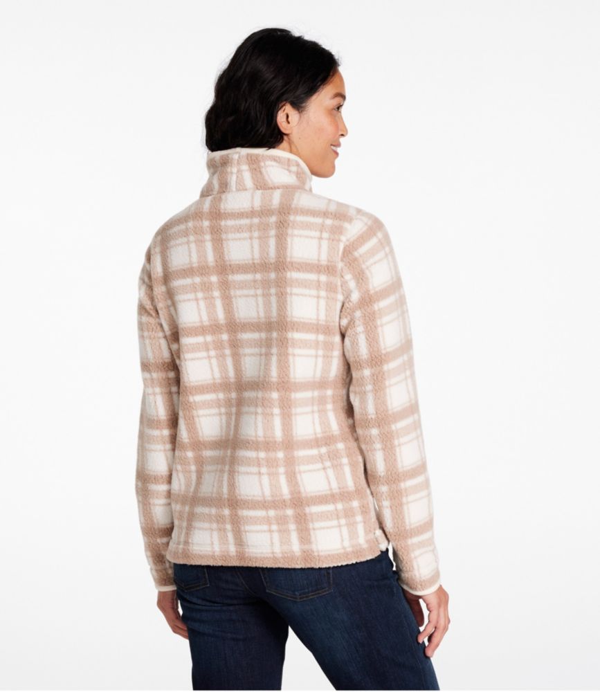 Women's Cozy Cottage Fleece, Funnelneck Pullover Print, Cream Buffalo Plaid, small image number 3