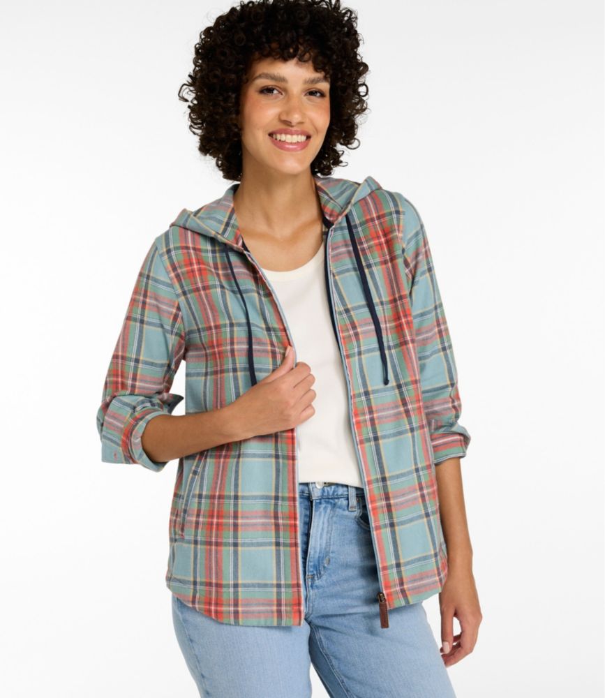 Women's Scotch Plaid Flannel Shirt, Relaxed Zip Hoodie