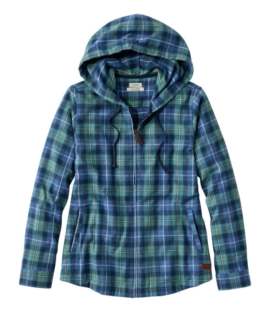 Women's Scotch Plaid Flannel Shirt, Relaxed Zip Hoodie