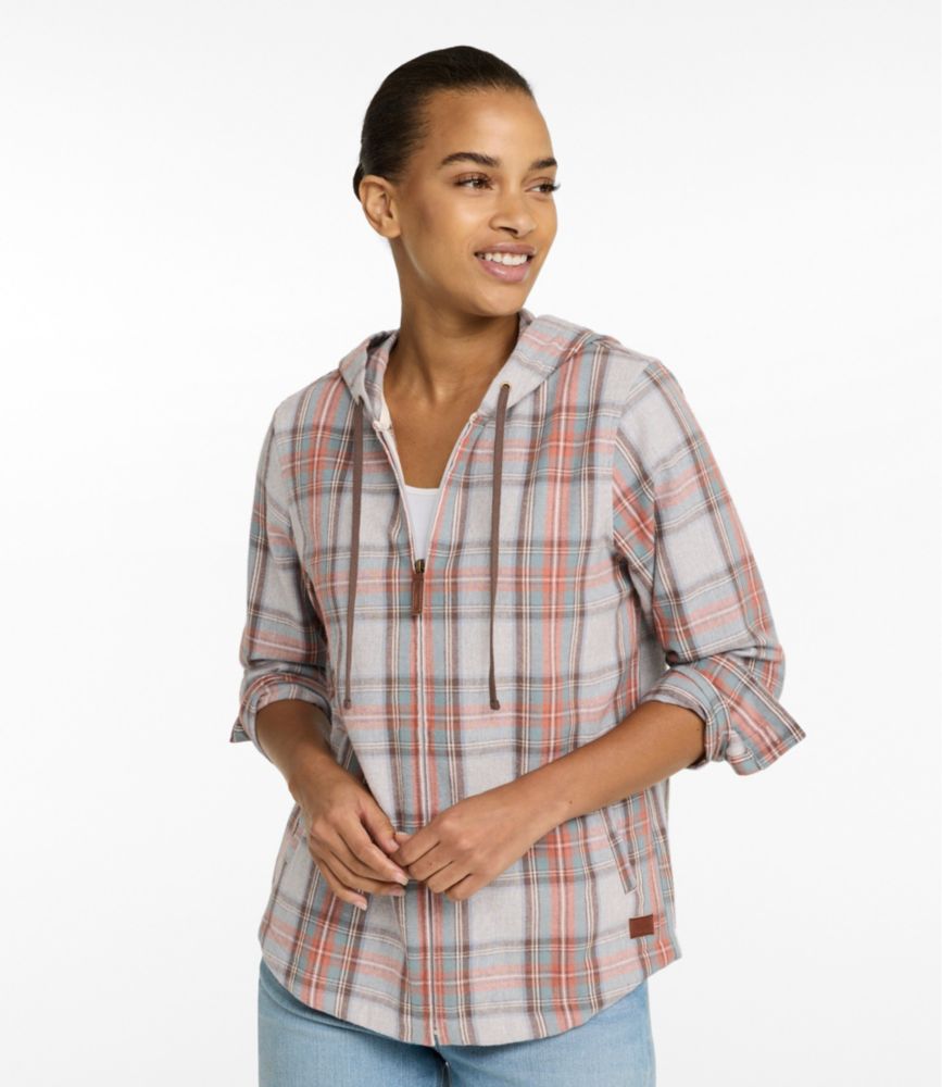 Women's Scotch Plaid Flannel Shirt, Relaxed Zip Hoodie