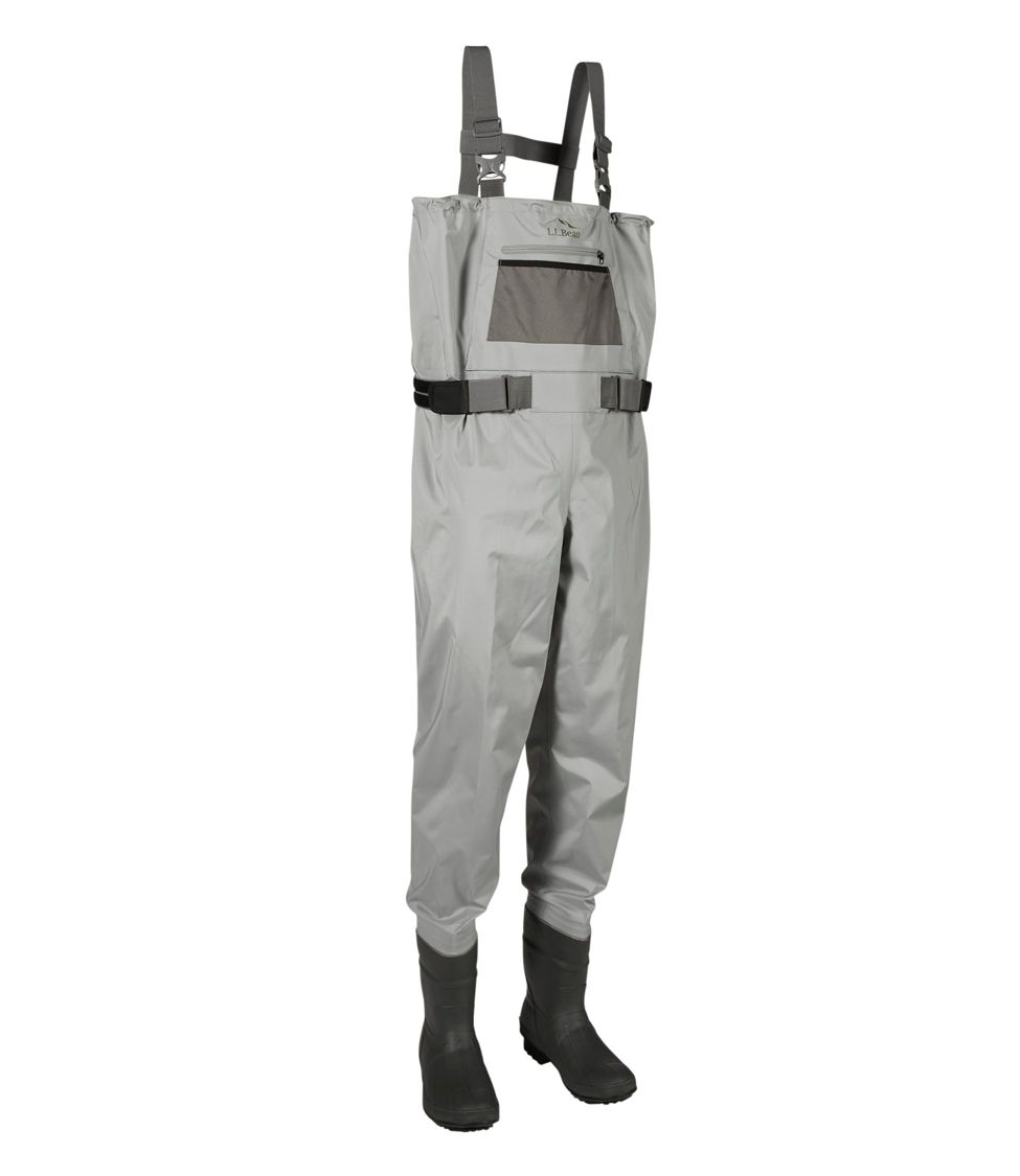 Men's Double L Stretch Boot Foot Waders with Super Seam Graystone Extra Extra Large 12, Waterproof/Rubber | L.L.Bean