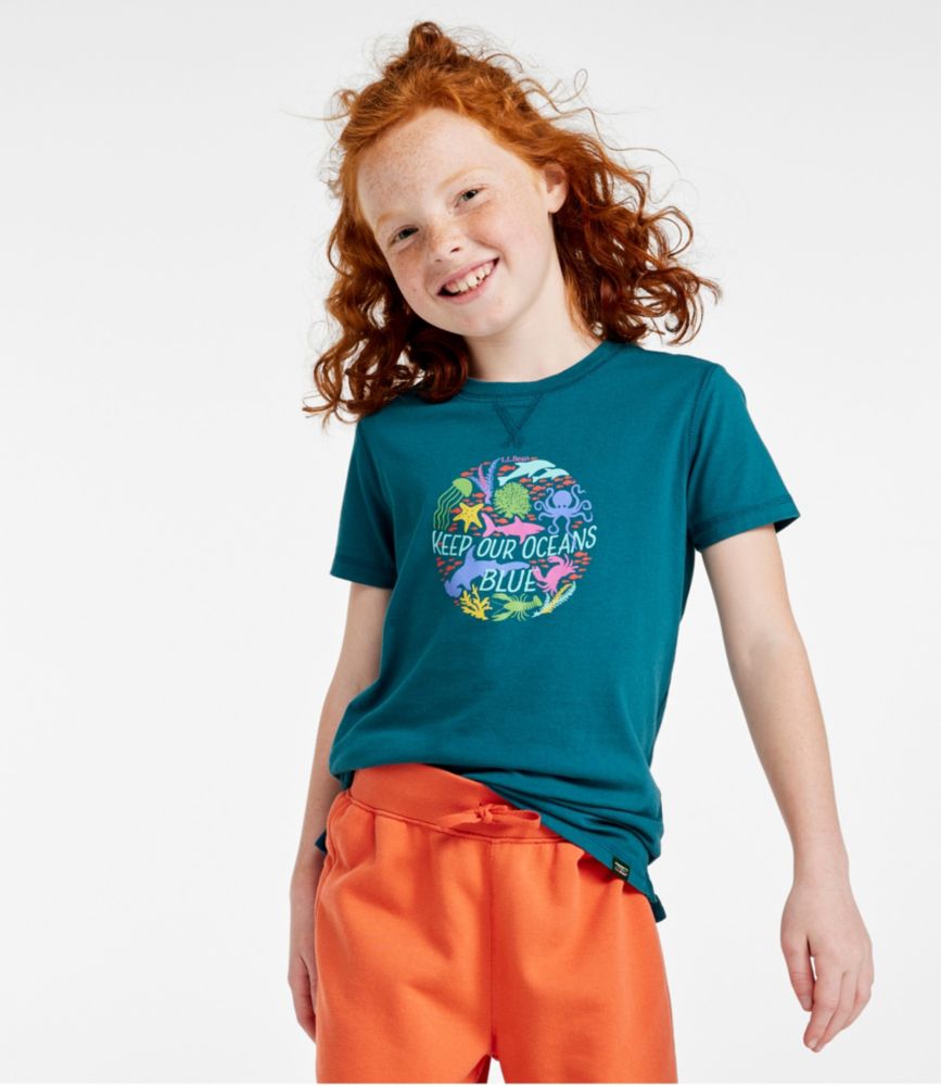 Kids' Organic Short-Sleeve Tee, Vivid Aqua Screen Time to Green Time, small image number 3