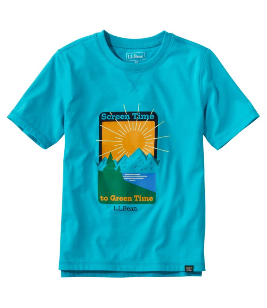 Kids' Organic Short-Sleeve Tee, Vivid Aqua Screen Time to Green Time, small image number 1