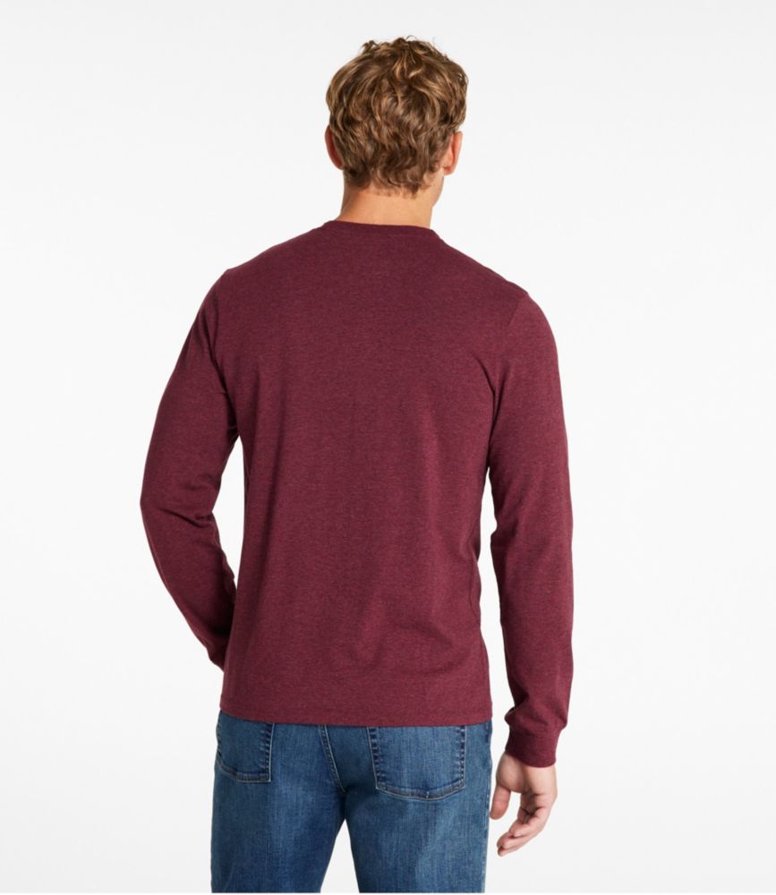 Men's Comfort Stretch Pima Tee Shirt, Long-Sleeve, Burgundy Heather, small image number 3