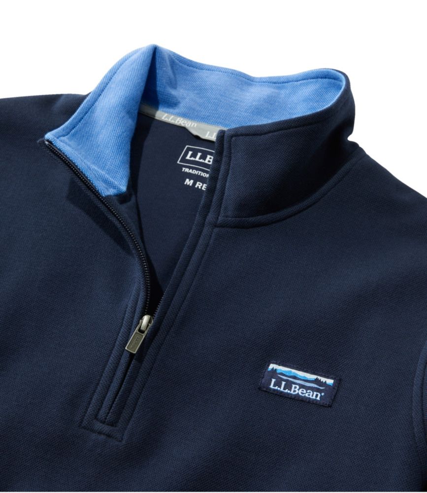 Men's Comfort Stretch Piqué Quarter Zip Pullover, Long-Sleeve, Mist Blue, small image number 6