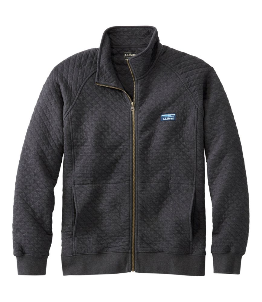 Quilted Sweatshirt Full-Zip, Dark Charcoal Heather, small image number 0