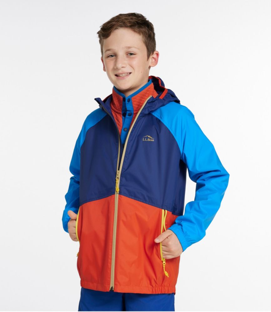 Kids' Wind and Rain Jacket, Dark Royal Blue/Bright Orange, small image number 3