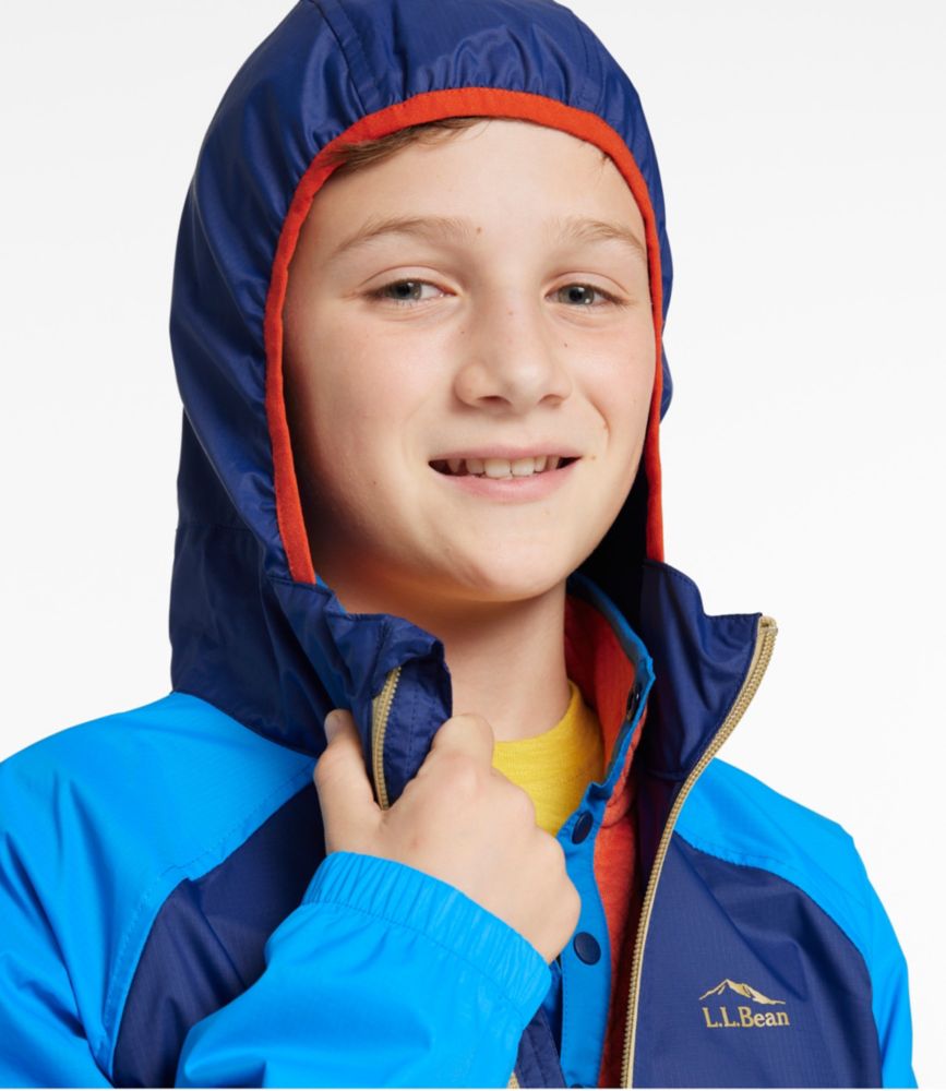 Kids' Wind and Rain Jacket, Dark Royal Blue/Bright Orange, small image number 4