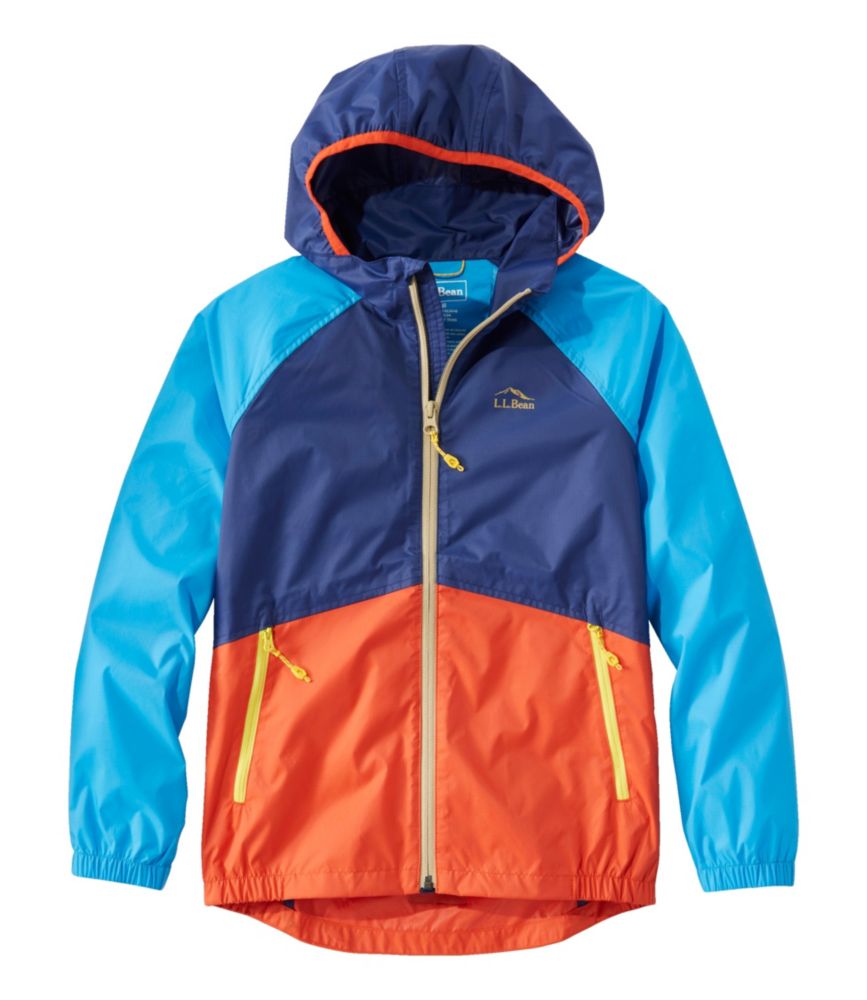 Kids' Wind and Rain Jacket, Dark Royal Blue/Bright Orange, small image number 1