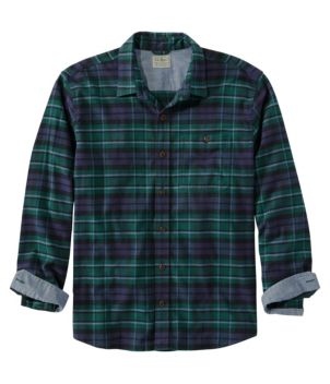 L.L.Bean Rob Roy Scotch Checked Flannel Point Collar Long Sleeve Relaxed Fit Quarter Zip Shirt - S