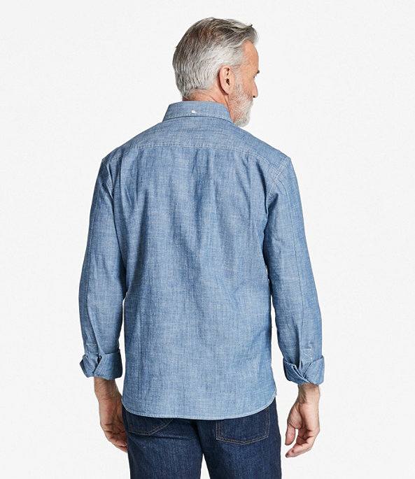 Comfort Stretch Chambray Shirt, Dark Indigo, large image number 2