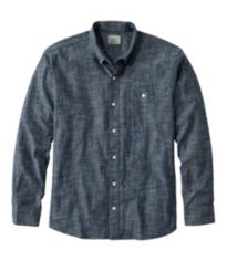 Men's Comfort Stretch Chambray Shirt, Long-Sleeve, Slightly Fitted Untucked  Fit