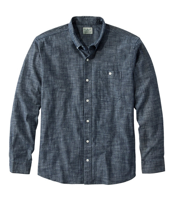 Comfort Stretch Chambray Shirt, Dark Indigo, large image number 0