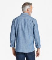 Men's Comfort Stretch Chambray Shirt, Traditional Untucked Fit