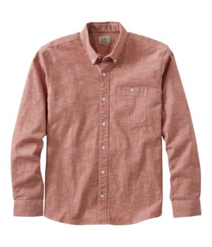 Men's Comfort Stretch Chambray Shirt, Traditional Untucked Fit, Long-Sleeve