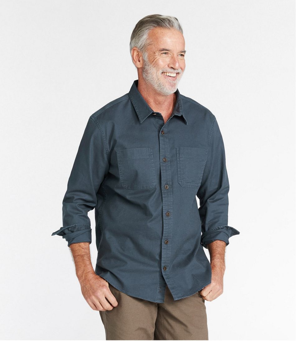 Men's BeanFlex Twill Shirt, Traditional Untucked Fit, Long-Sleeve 