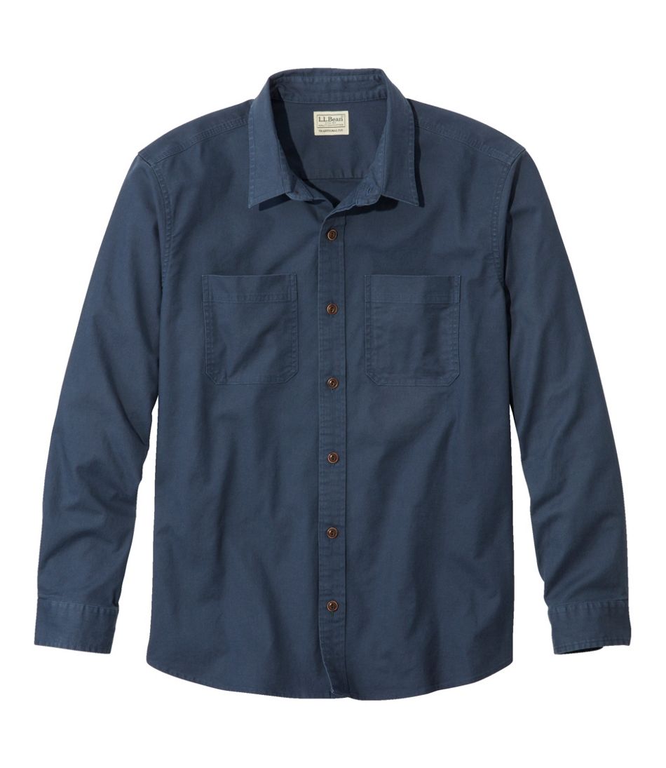 Men's BeanFlex Twill Shirt, Traditional Untucked Fit, Long-Sleeve ...