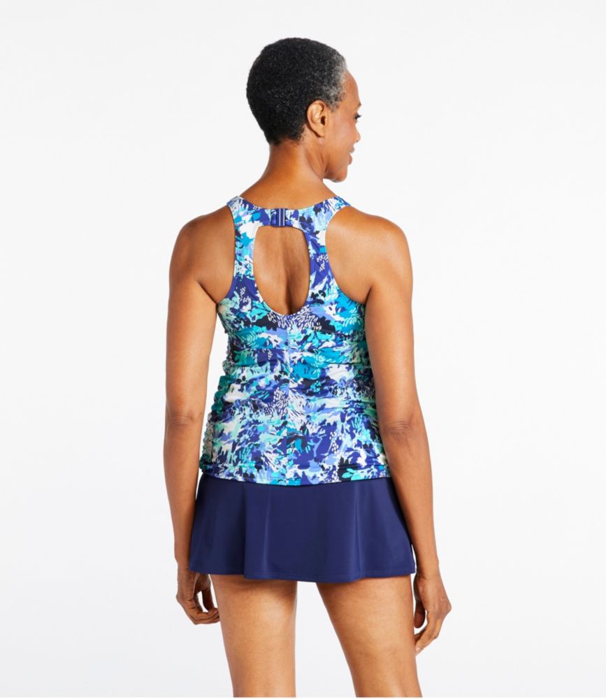 Women's BeanSport Swimwear, High-Neck Tankini Top Print, Cobalt Petal Multi, small image number 3