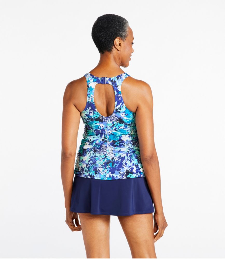 Women's BeanSport Swimwear, High-Neck Tankini Top Print, Cobalt Petal Multi, small image number 3